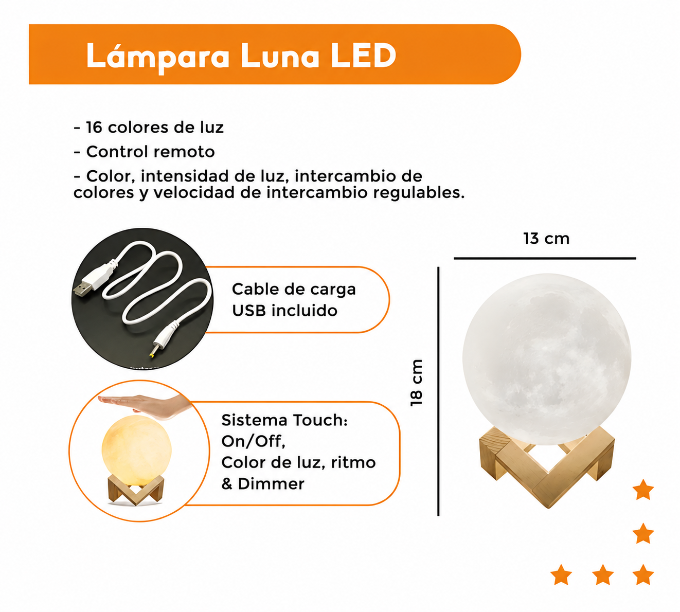 Lampara Luna 3D